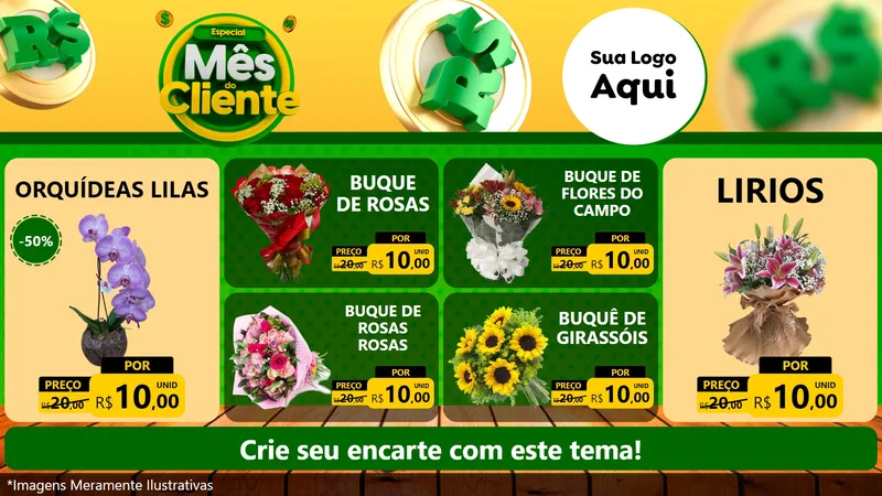 Modelo de TV para TV Horizontal com o tema Especial Mês do Cliente para Floricultura e jardim