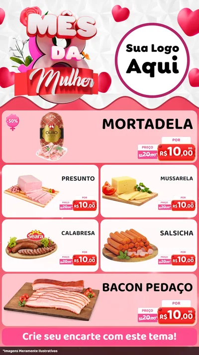 Modelo de TV para TV Vertical com o tema Mês da Mulher para Frios e Laticínios