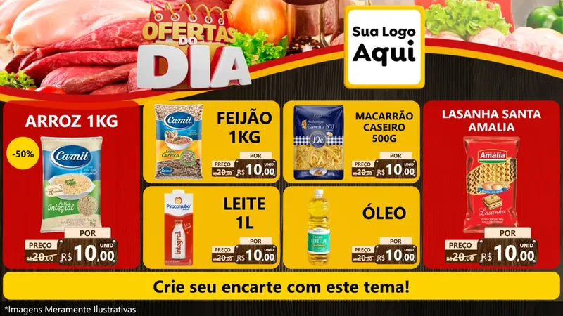Modelo de TV para TV Horizontal com o tema Ofertas do Dia para Supermercado