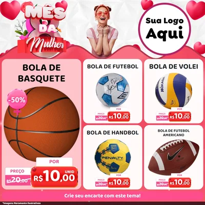 Modelo de Rede Social para Feed Facebook com o tema Mês da Mulher para Artigos Esportivos
