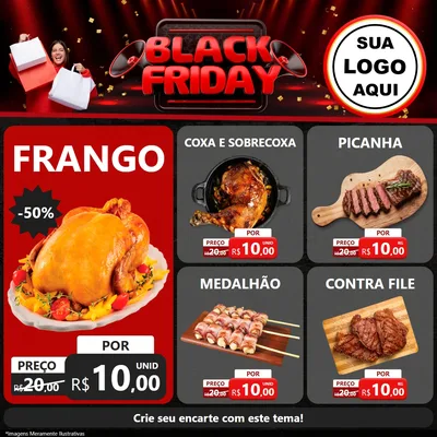 Modelo de Rede Social para Feed Facebook com o tema Black Friday para Assados