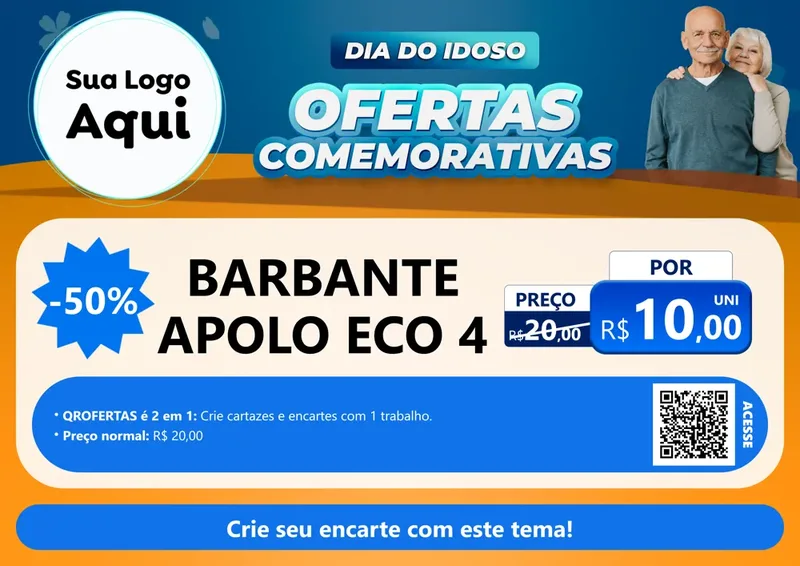 Modelo de Cartaz para Cartaz A4 Horizontal com o tema Dia do Idoso para Armarinho e Aviamentos