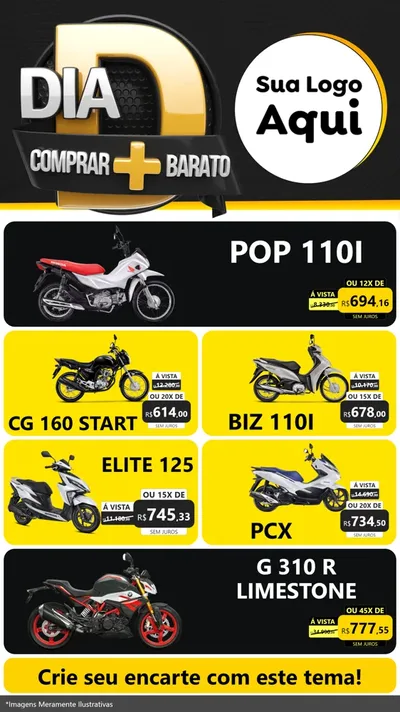 Modelo de TV para TV Vertical com o tema Dia D Mais Economia para Concessionaria de Motos