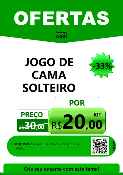 Modelo de Cartaz para Cartaz A4 Vertical com o tema Ofertas Verde Cartaz para Cama, Mesa e Banho