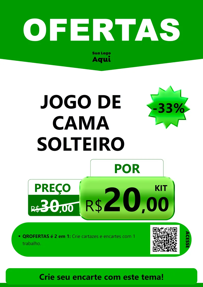 Modelo de Cartaz para Cartaz A4 Vertical com o tema Ofertas Verde Cartaz para Cama, Mesa e Banho