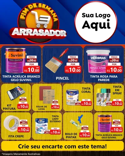 Modelo de Rede Social para Feed Instagram com o tema Fim De Semana Arrasador para Tintas e Ferramentas