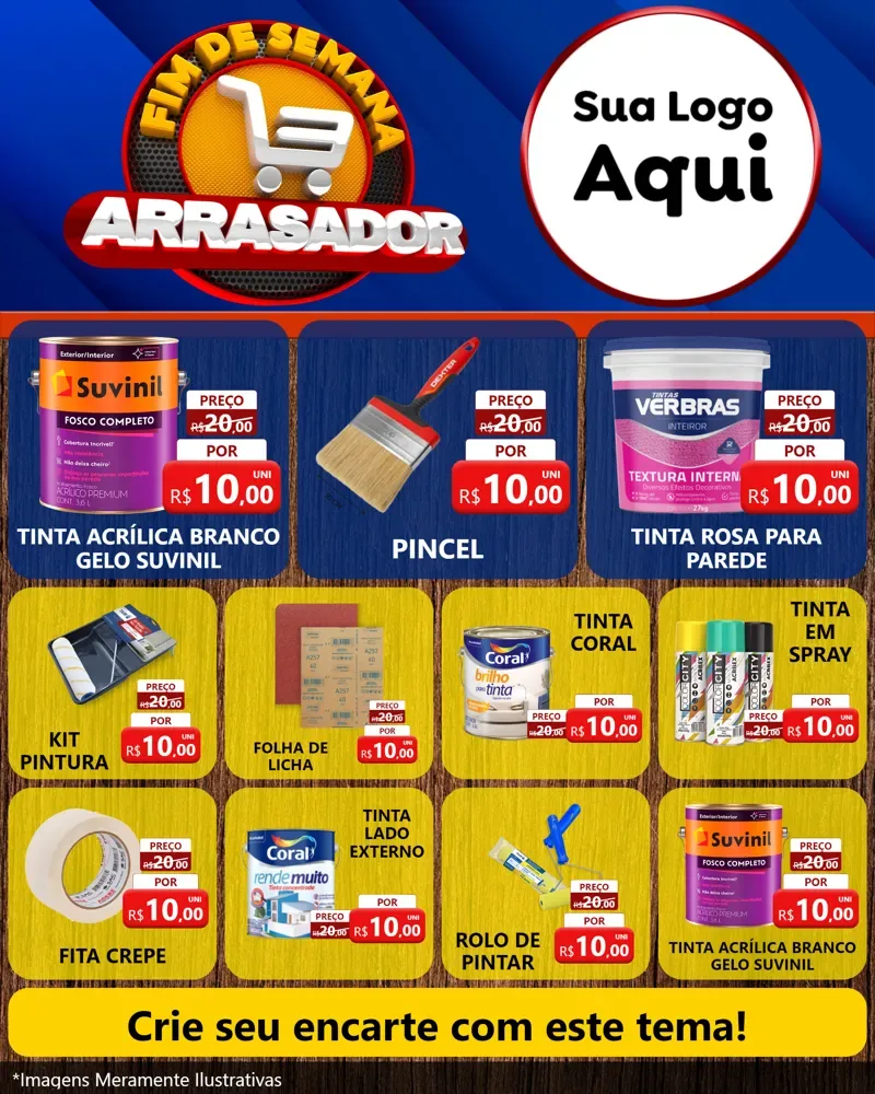 Modelo de Rede Social para Feed Instagram com o tema Fim De Semana Arrasador para Tintas e Ferramentas