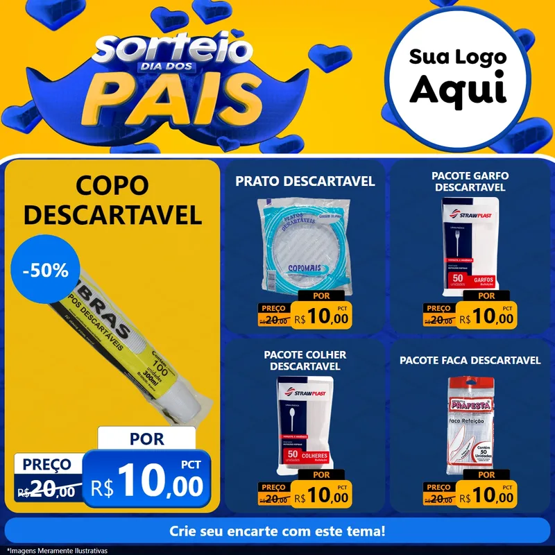 Modelo de Rede Social para Feed Facebook com o tema Sorteio Dia dos Pais para Embalagens