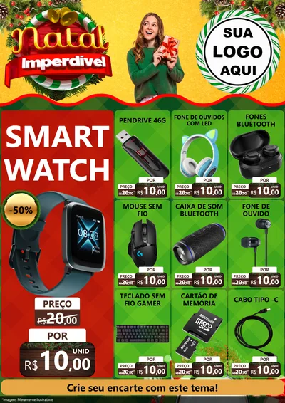 Modelo de Encarte para Encarte A4 Vertical com o tema Natal Imperdível para Informática