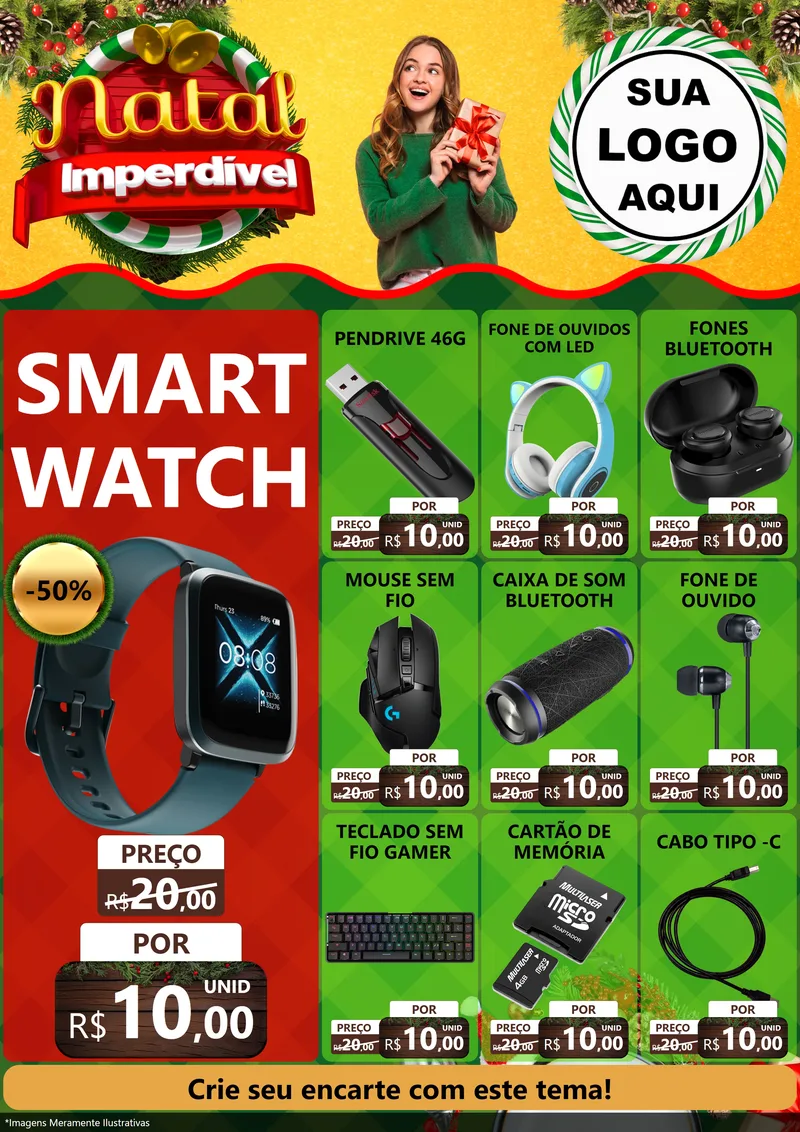 Modelo de Encarte para Encarte A4 Vertical com o tema Natal Imperdível para Informática