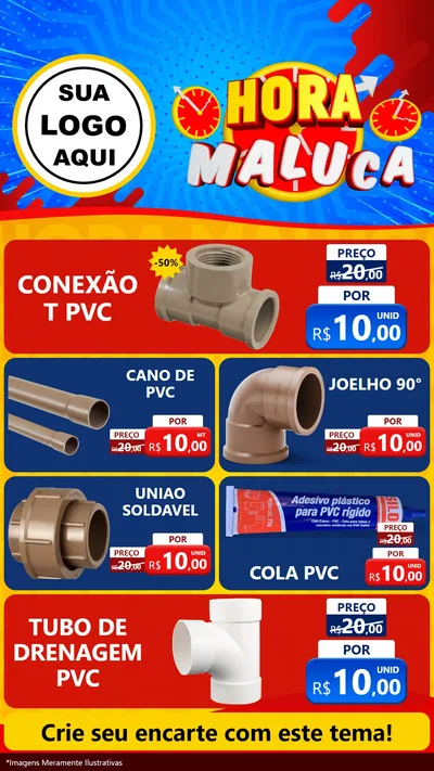 Modelo de TV para TV Vertical com o tema Hora Maluca para Tubos e conexões
