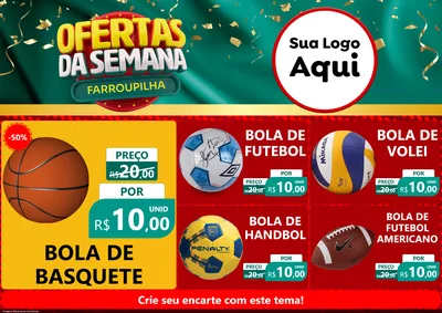Modelo de Encarte para Encarte A4 Horizontal com o tema Ofertas da Semana Farroupilha para Artigos Esportivos