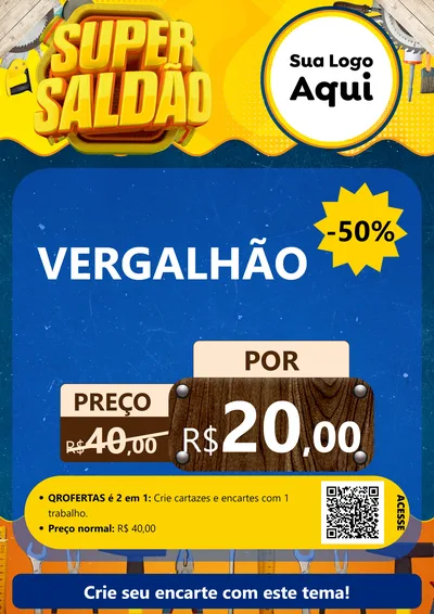 Modelo de Cartaz para Cartaz A4 Vertical com o tema Super Saldão para Ferragens
