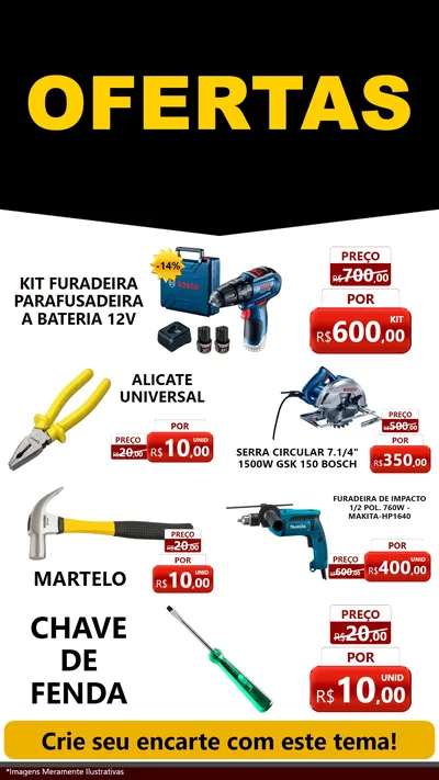 Modelo de TV para TV Vertical com o tema Ofertas Preto e Vermelho Cartaz para Maquinas e Ferramentas