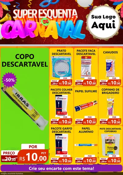 Modelo de Encarte para Encarte A4 Vertical com o tema Super Esquenta de Carnaval para Embalagens