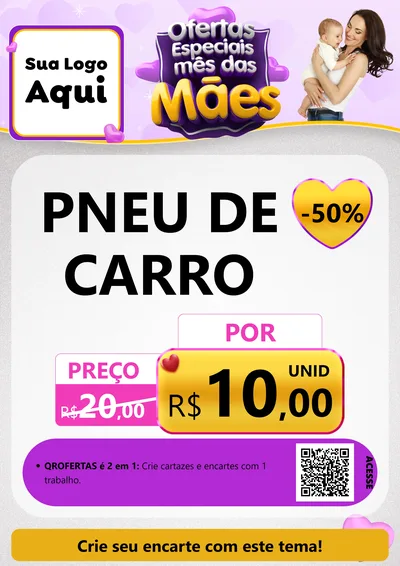 Modelo de Cartaz para Cartaz A4 Vertical com o tema Ofertas Especiais - Mês das Mães para Auto peças