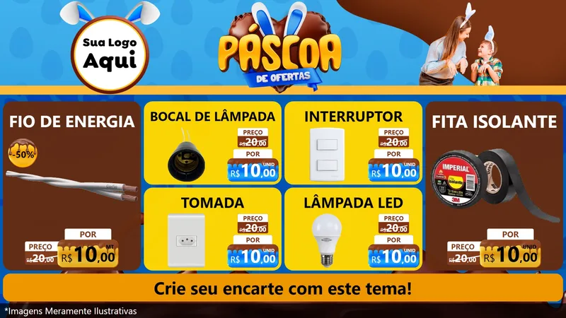 Modelo de TV para TV Horizontal com o tema Páscoa de Ofertas para Materiais Elétricos