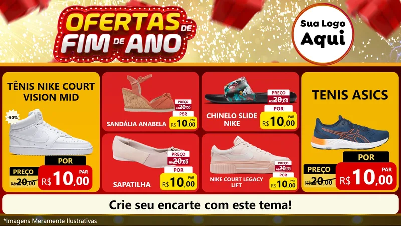 Modelo de TV para TV Horizontal com o tema Ofertas de Fim de Ano para Calçados