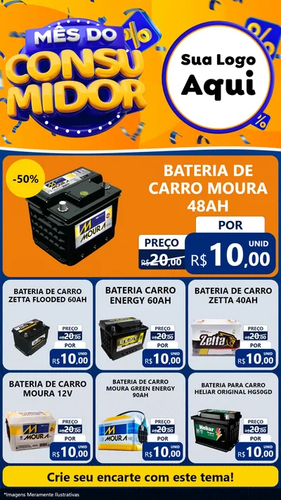 Modelo de Rede Social para Stories com o tema Mês do Consumidor para Baterias Elétricas