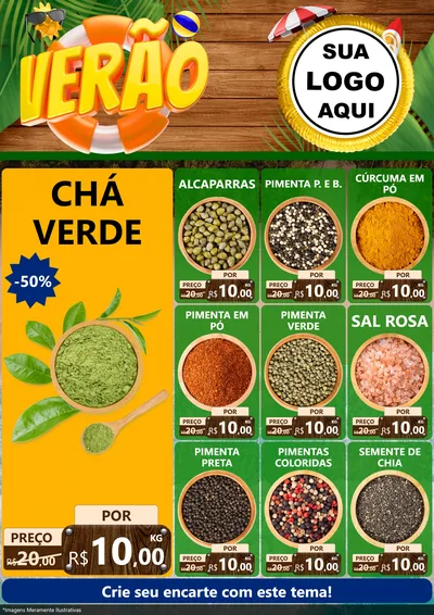 Modelo de Encarte para Encarte A4 Vertical com o tema Verão para Produtos Naturais