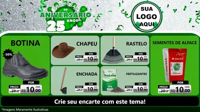 Modelo de TV para TV Horizontal com o tema Promoção de Aniversário - 25 Anos para Agropecuária