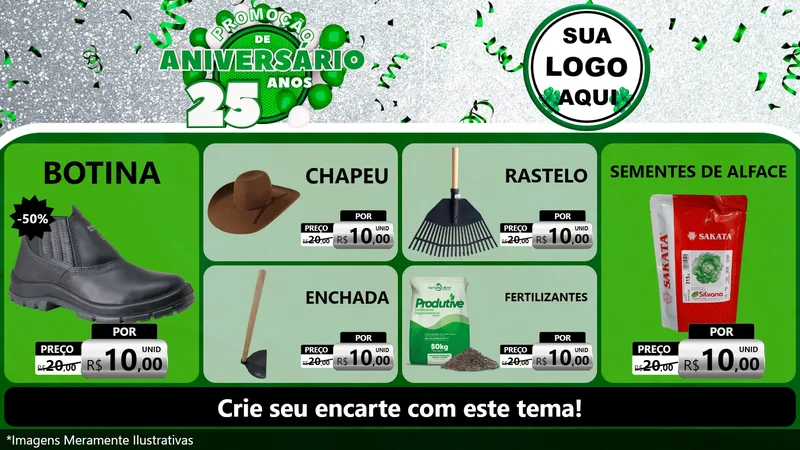 Modelo de TV para TV Horizontal com o tema Promoção de Aniversário - 25 Anos para Agropecuária