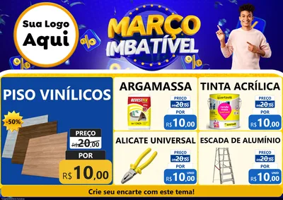 Modelo de Encarte para Encarte A4 Horizontal com o tema Março Imbatível para Material para Construção