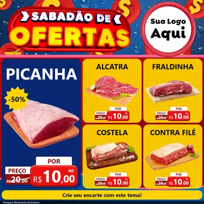 Modelo de Rede Social para Feed Facebook com o tema Sabadão de Ofertas para Açougue