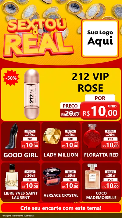 Modelo de Rede Social para Stories com o tema Sextou do Real para Perfumes