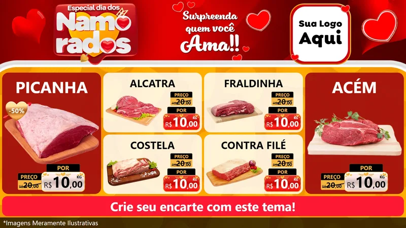 Modelo de TV para TV Horizontal com o tema Especial Dia dos Namorados para Açougue