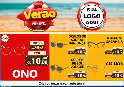 Modelo de Encarte para Encarte A4 Horizontal com o tema Verão Imbatível para Óticas