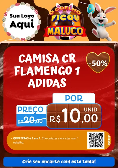 Modelo de Cartaz para Cartaz A4 Vertical com o tema O Coelho Ficou Maluco - Páscoa para Roupas e acessórios