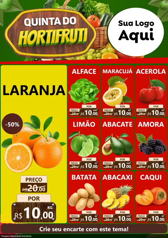 Modelo de Encarte para Encarte A4 Vertical com o tema Quinta do Hortifrúti para Hortifrúti