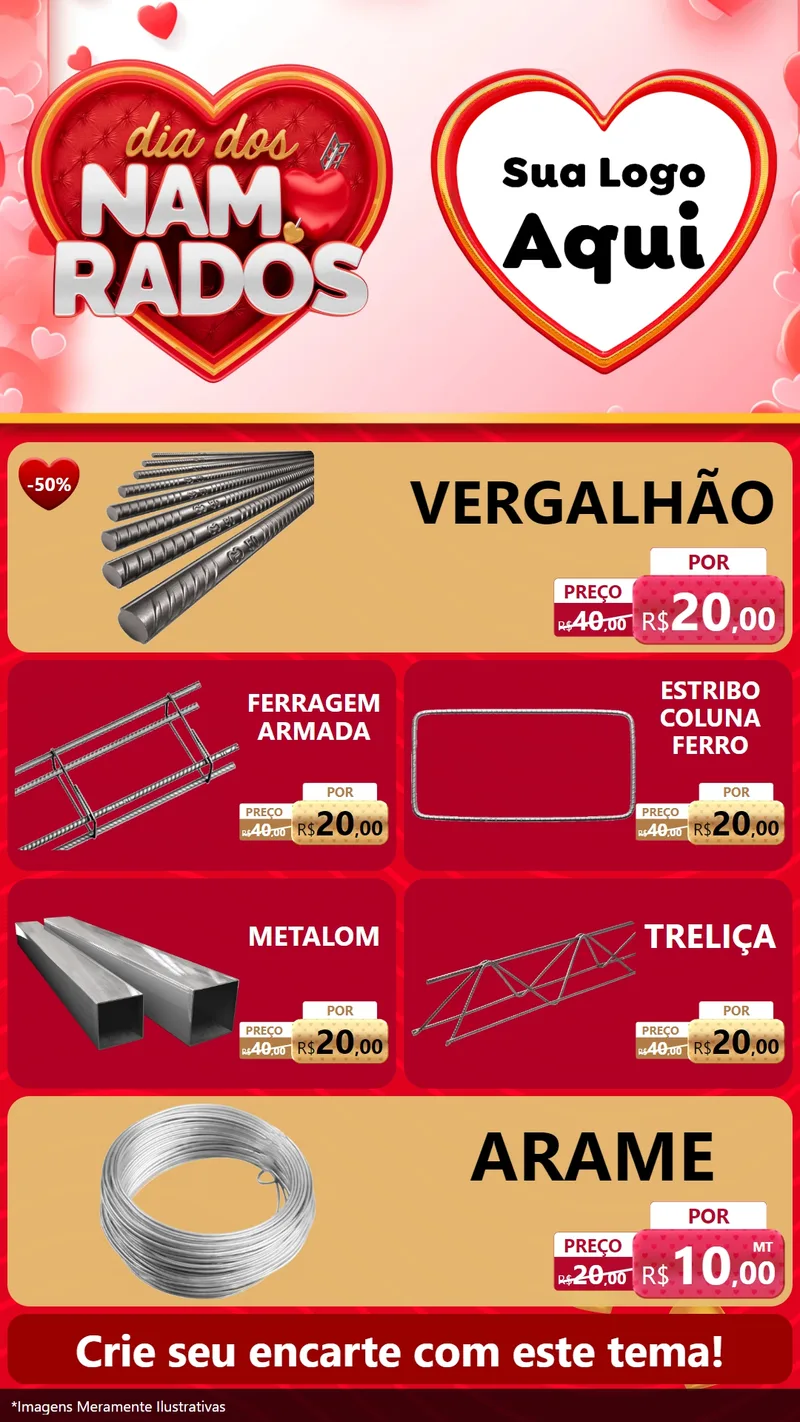 Modelo de TV para TV Vertical com o tema Dia dos Namorados para Ferragens