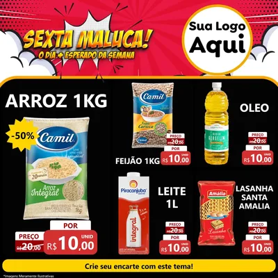 Modelo de Rede Social para Feed Facebook com o tema Sexta Maluca! para Supermercado