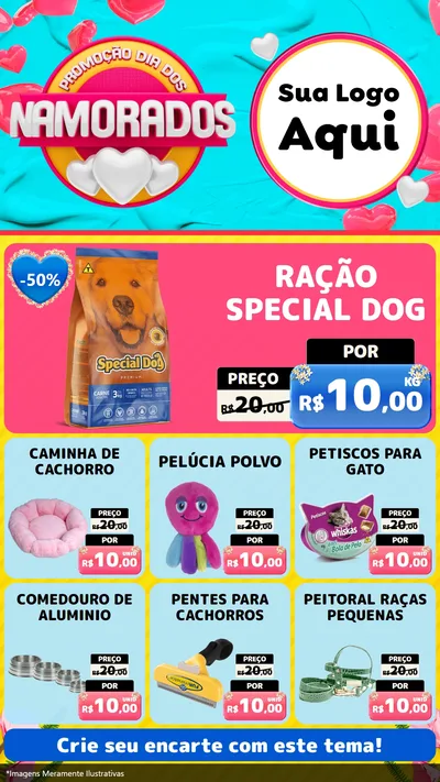 Modelo de Rede Social para Stories com o tema Promoção Dia dos Namorados para Pet Shop