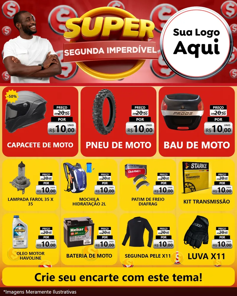 Modelo de Rede Social para Feed Instagram com o tema Super Segunda Imperdível para Moto peças