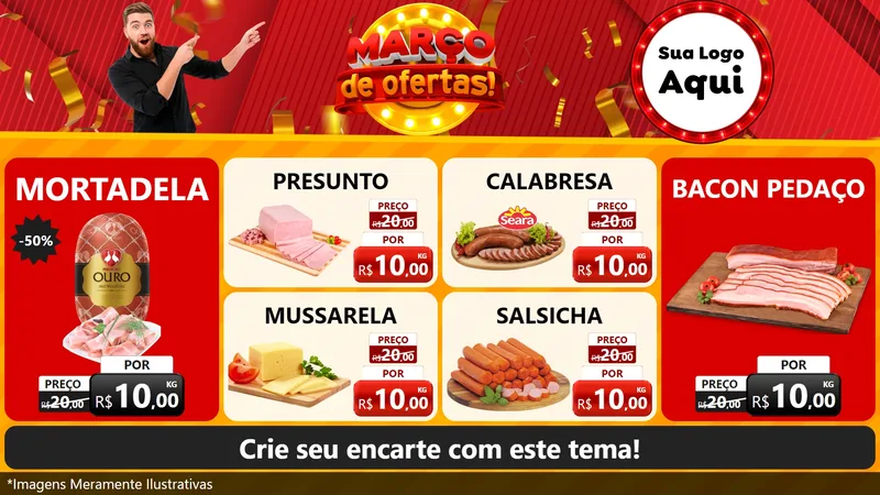 Modelo de TV para TV Horizontal com o tema Março de Ofertas! para Frios e Laticínios
