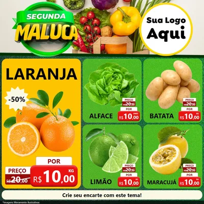 Modelo de Rede Social para Feed Facebook com o tema Segunda Maluca - Hortifrúti para Hortifrúti