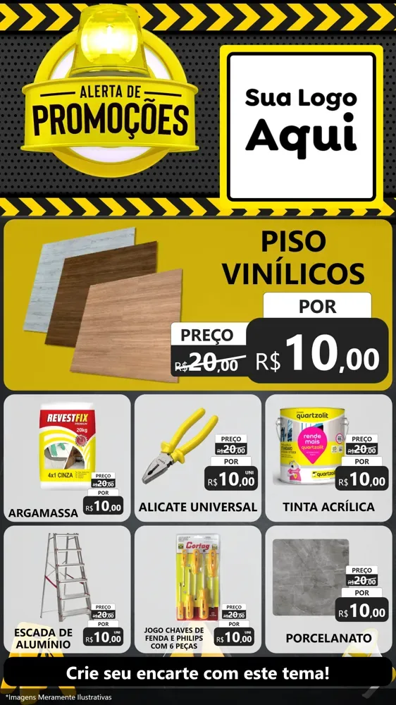 Modelo de Rede Social para Stories com o tema Alerta de Promoções para Material para Construção