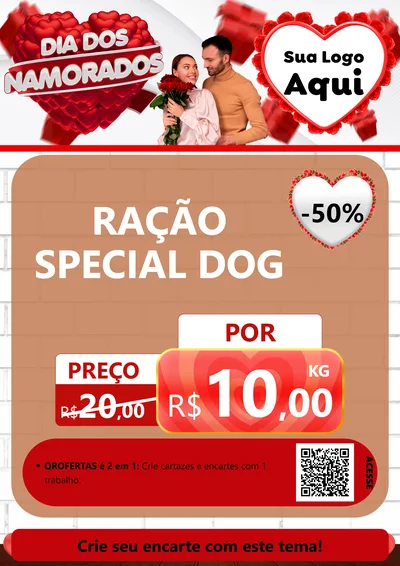 Modelo de Cartaz para Cartaz A4 Vertical com o tema Dia dos Namorados para Pet Shop