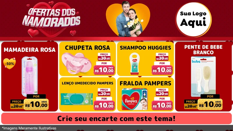 Modelo de TV para TV Horizontal com o tema Ofertas Dos Namorados para Bebês