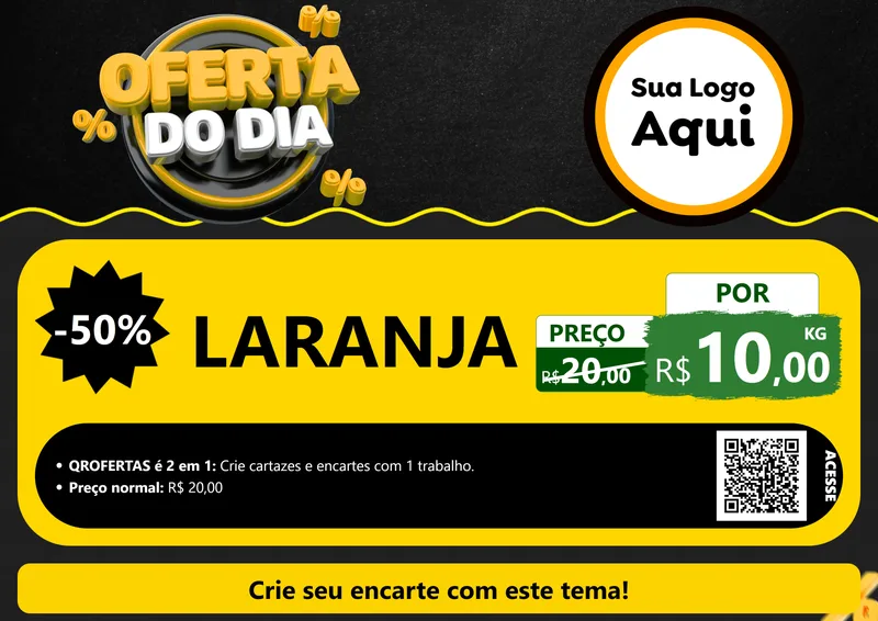 Modelo de Cartaz para Cartaz A4 Horizontal com o tema Oferta Do Dia para Hortifrúti