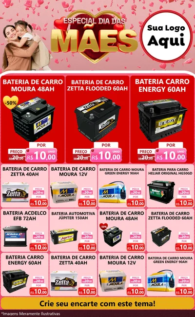 Modelo de Encarte para Encarte Grande com o tema Especial Dia Das Mães para Baterias Elétricas