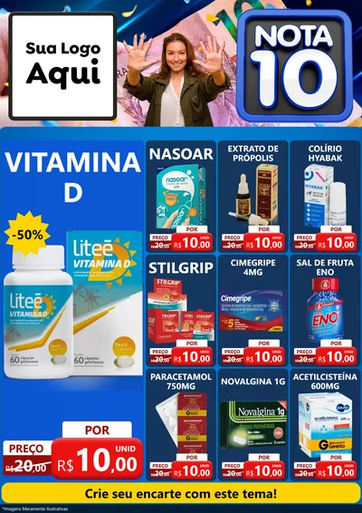 Modelo de Encarte para Encarte A4 Vertical com o tema Nota 10 para Farmácia