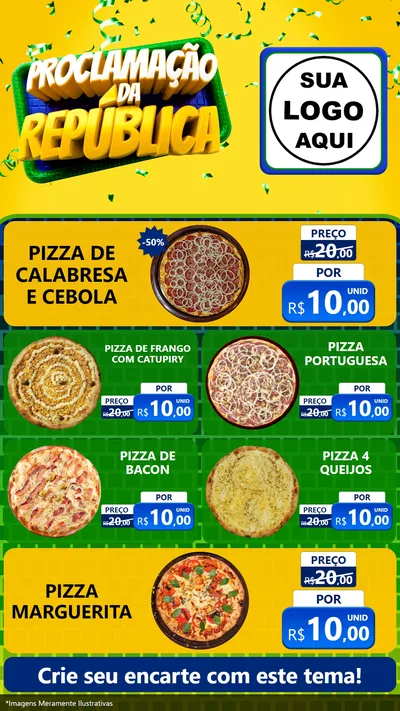 Modelo de TV para TV Vertical com o tema Proclamação da República para Pizzaria
