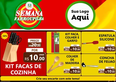 Modelo de Encarte para Encarte A4 Horizontal com o tema Semana Farroupilha para Utilidades Domésticas
