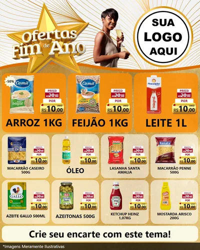 Modelo de Rede Social para Feed Instagram com o tema Ofertas Fim de Ano para Supermercado