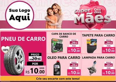 Modelo de Encarte para Encarte A4 Horizontal com o tema Super Dia Das Mães para Auto peças
