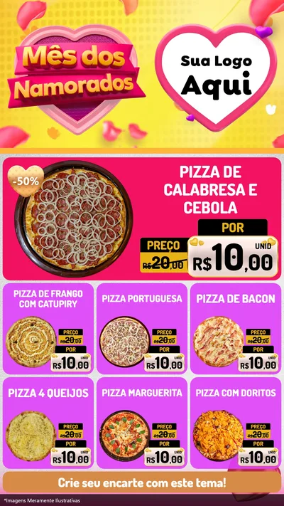 Modelo de Rede Social para Stories com o tema Mês dos Namorados para Pizzaria
